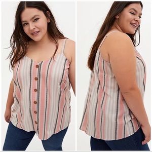 Women’s Plus Size 5x Torrid Striped Button-down Cami Tank NWT